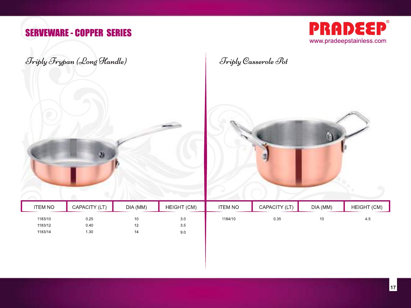 Copper Series – Mini Frypan & Casserole — catalogue page 1