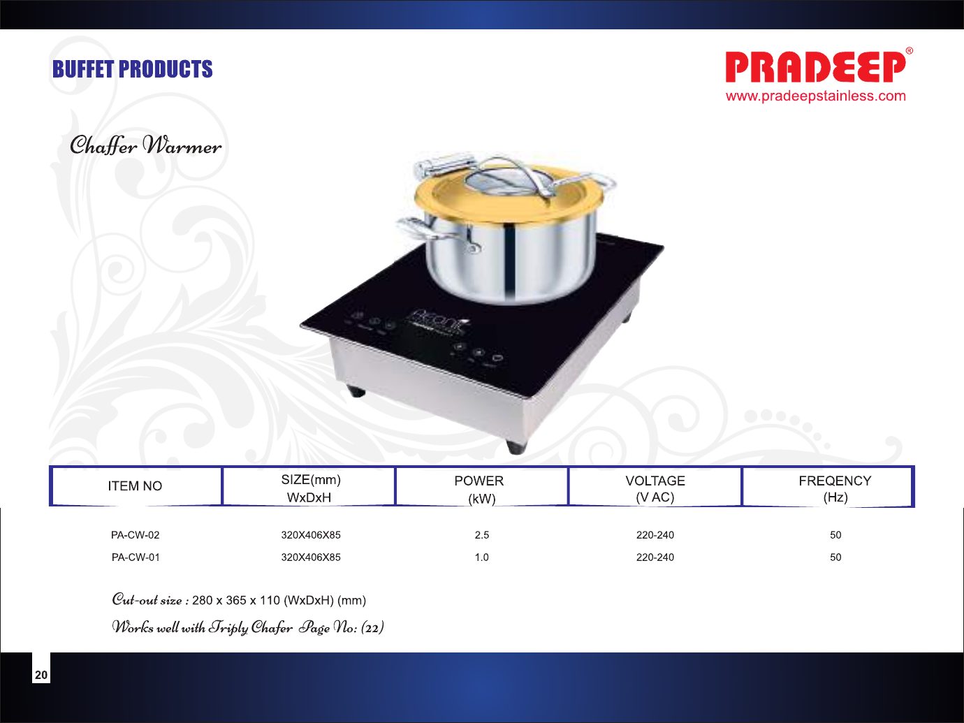 Buffet – Chaffer Warmer (Induction) — catalogue page 1