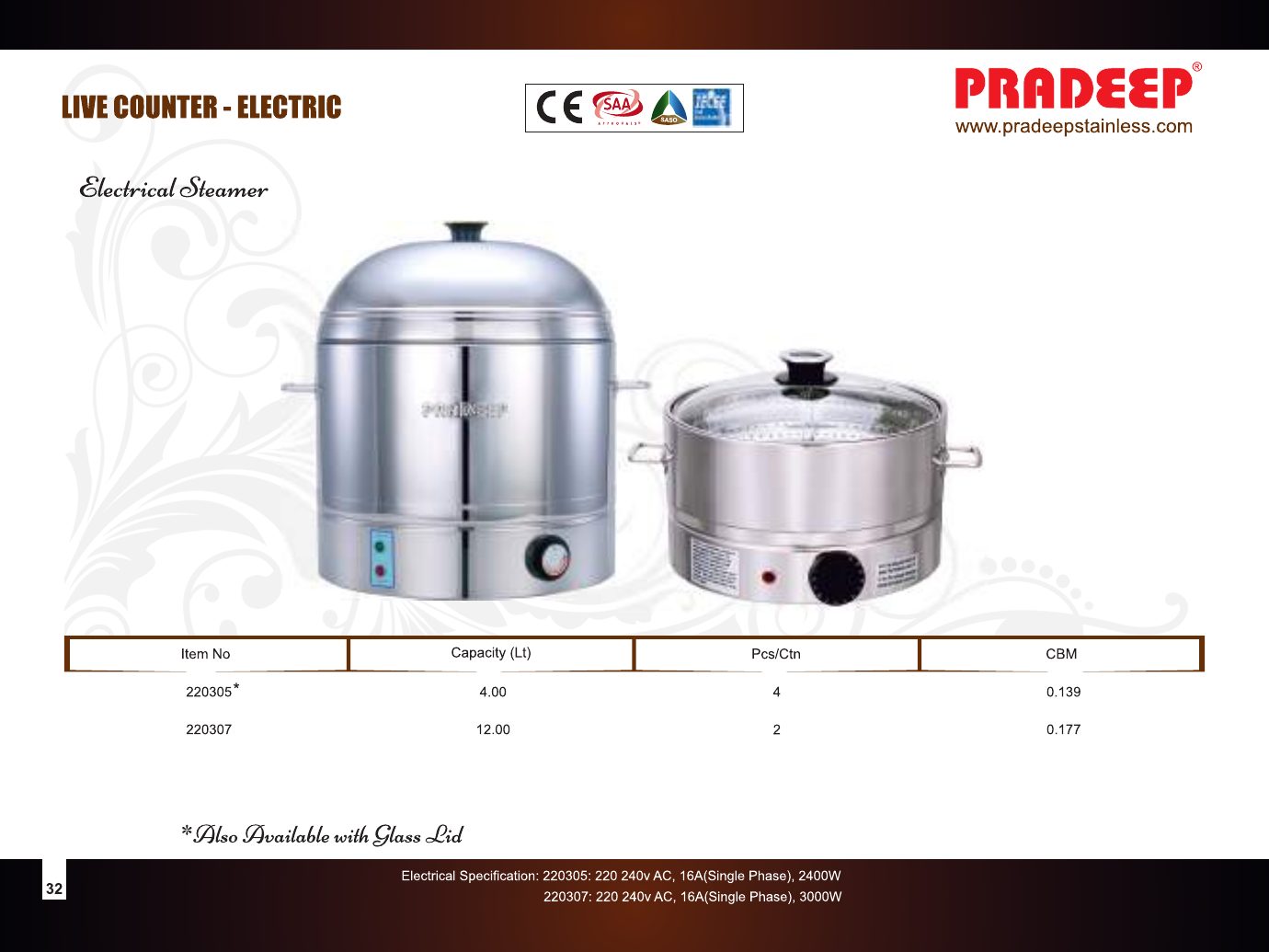 Live Counter – Electrical Steamer with Insert — catalogue page 2