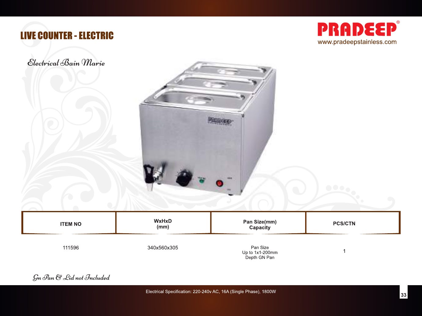 Live Counter – Electrical Bain Marie — catalogue page 1