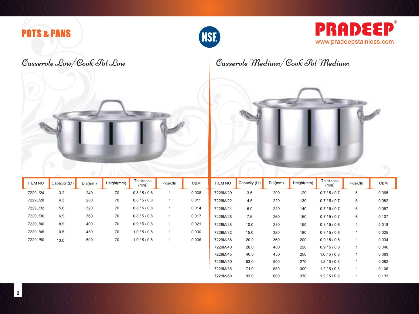 Casserole / Cook Pot (Low & Medium) — catalogue page 1