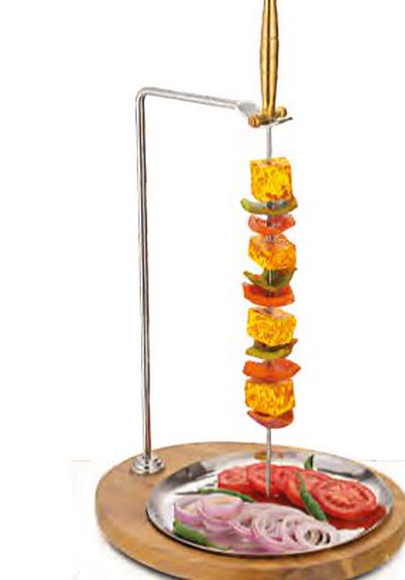 Tikka Stand Wood Base - 1 Skewer